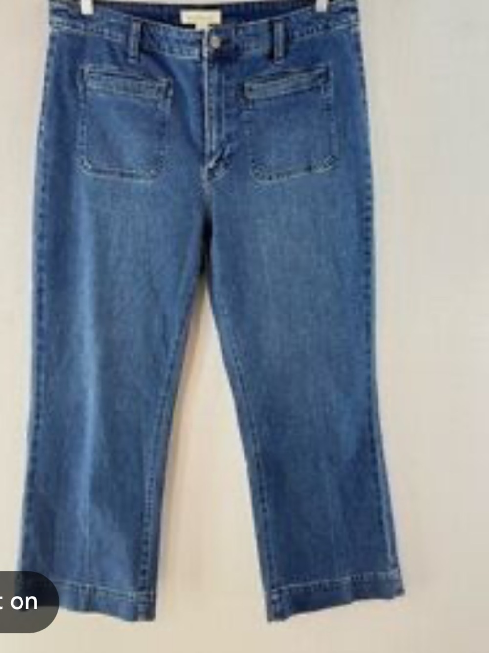 Sundance Agnes wide leg flare from patch pockets medium wash 33 cropped comfort